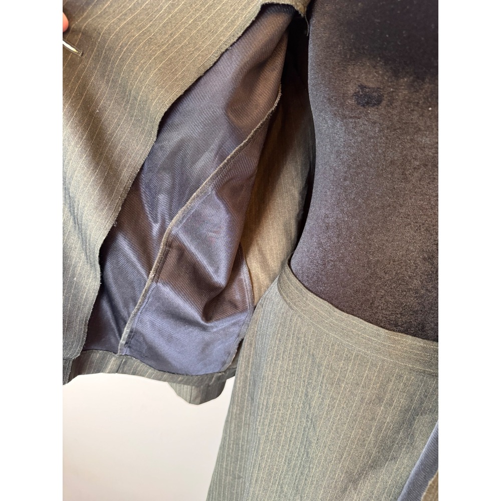 Vintage Southern Lady Olive Green Pinstripe Skirt Suit Blazer Set Plus Size 20 - Picture 11 of 11